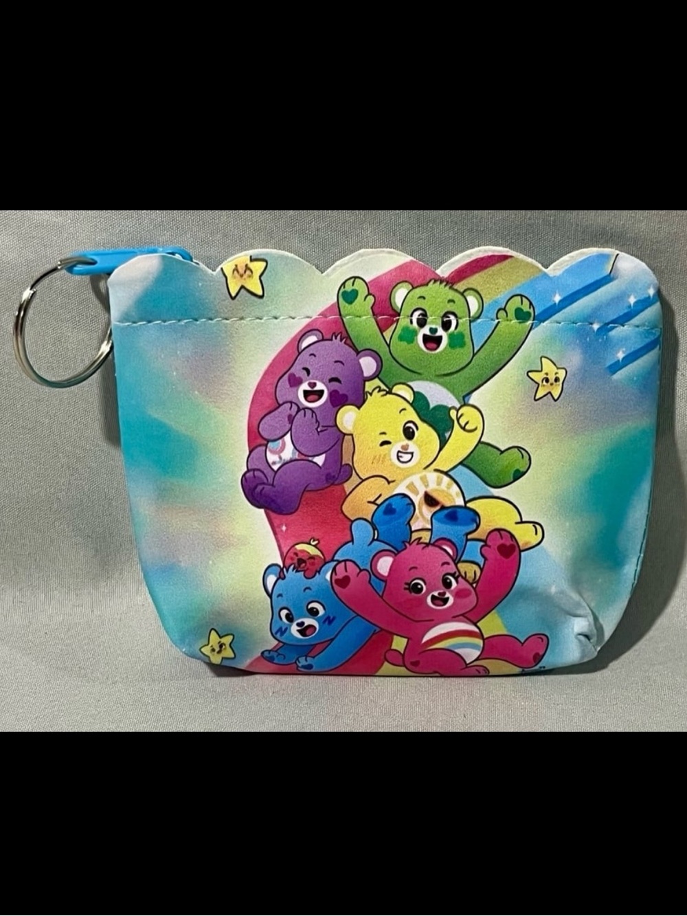 Care Bears Rainbow Character Keyring Pouch - Blue Pink Green Yellow Purple